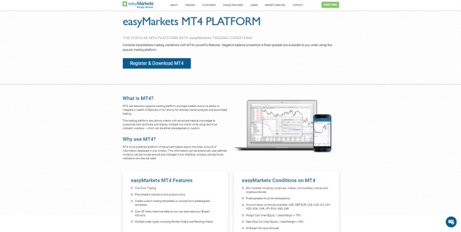 يتم توفير منصة التداول MT4 كإصدار أساسي فقط، ولكنها تظل الخيار الأفضل المتاح في ايزي ماركيتس. 