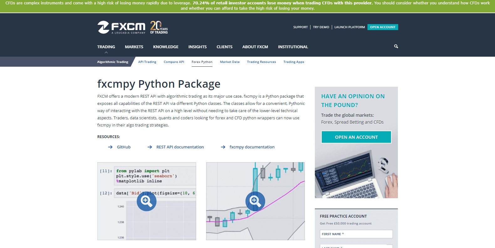 FXCM Python package