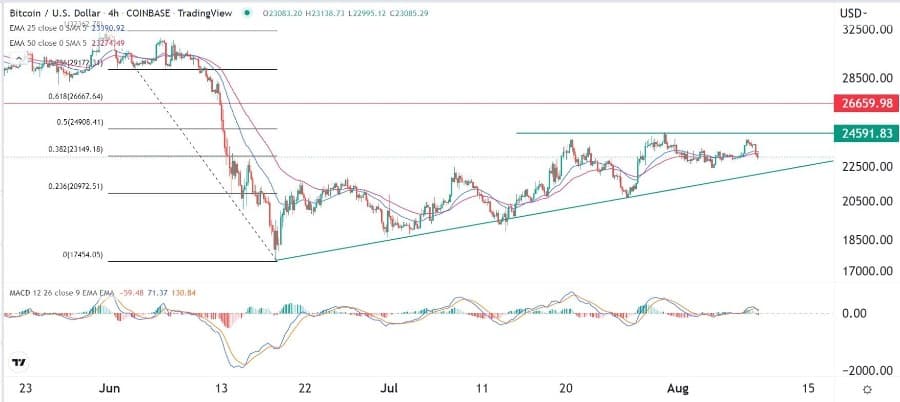 الرسم البياني لزوج البيتكوين/الدولار الأمريكي  الرسم البياني لزوج البيتكوين/الدولار الأمريكي