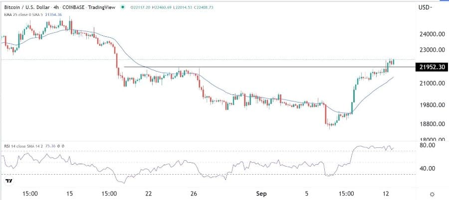 الرسم البياني لزوج البيتكوين/الدولار الأمريكي 