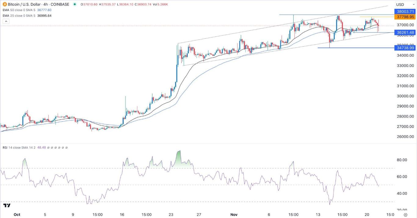 الرسم البياني لزوج البيتكوين/الدولار الأمريكي 
