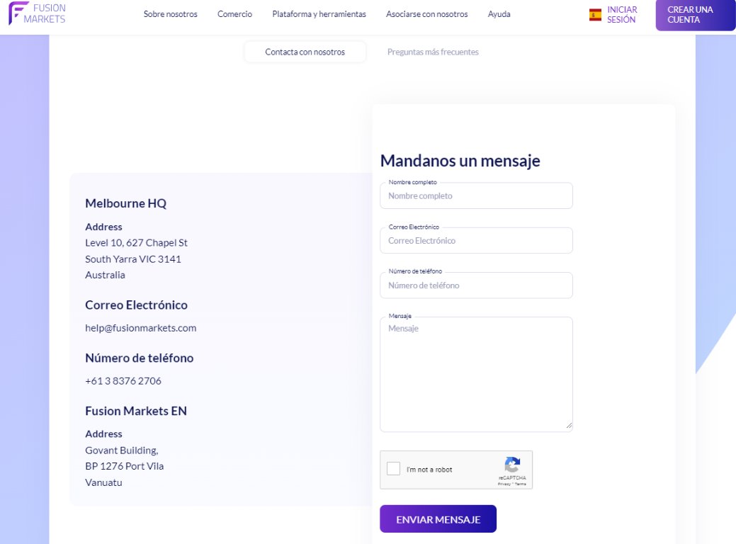 Atención al Cliente Fusion Markets