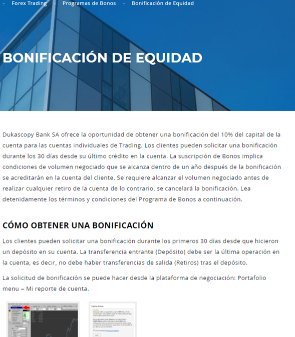 Bonificaciones y Promociones de Dukascopy