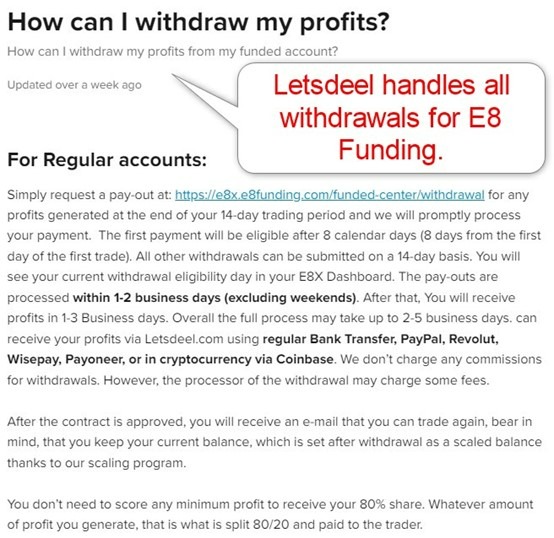 E8 Funding Withdrawals via Letsdeel E8 Funding Withdrawals via Letsdeel