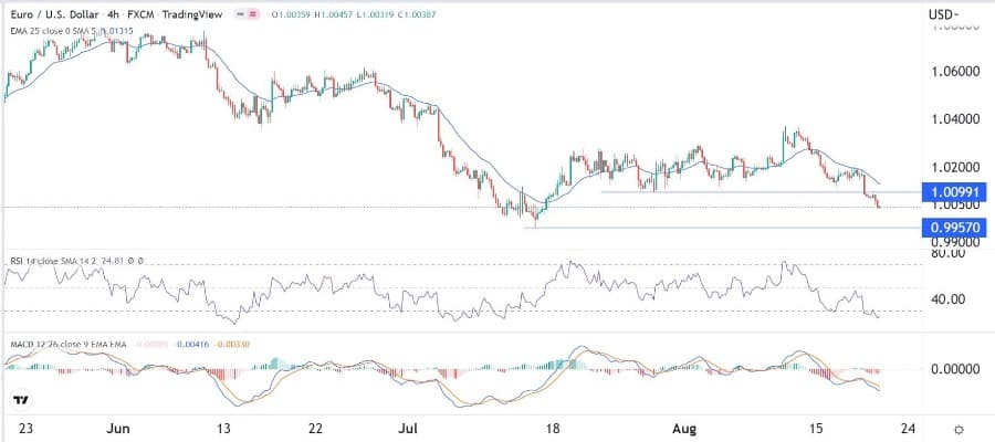 الرسم البياني اليومي لليورو مقابل الدولار الأمريكي الرسم البياني اليومي لليورو مقابل الدولار الأمريكي