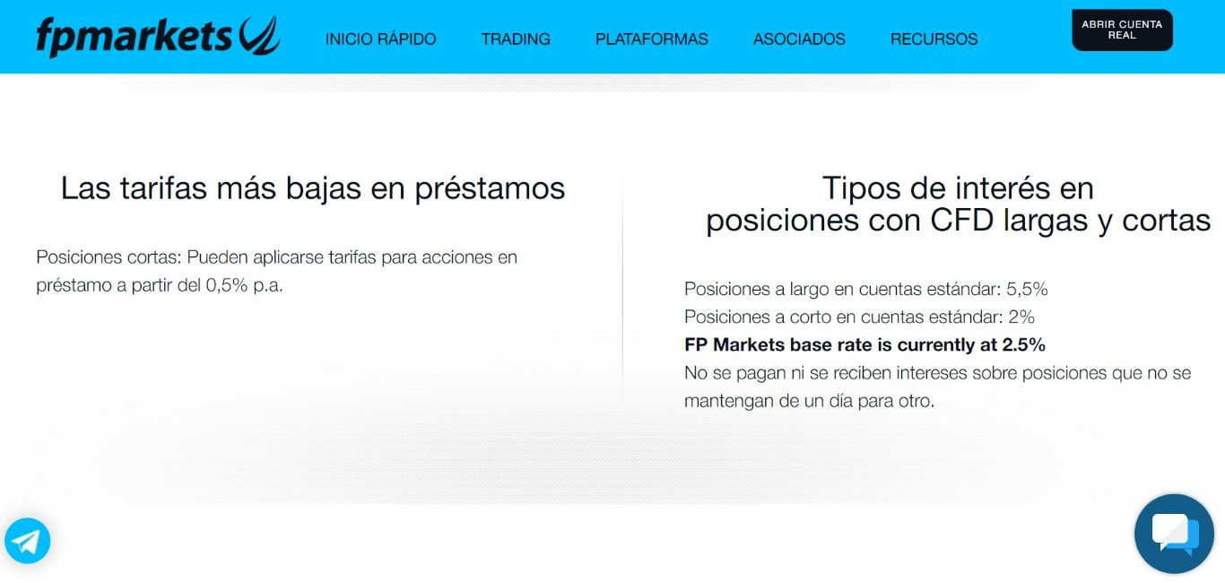 FP Markets - Tarifas