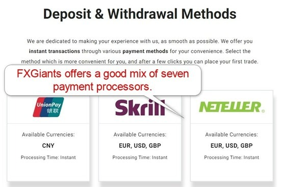 FXGiants Payment Processors