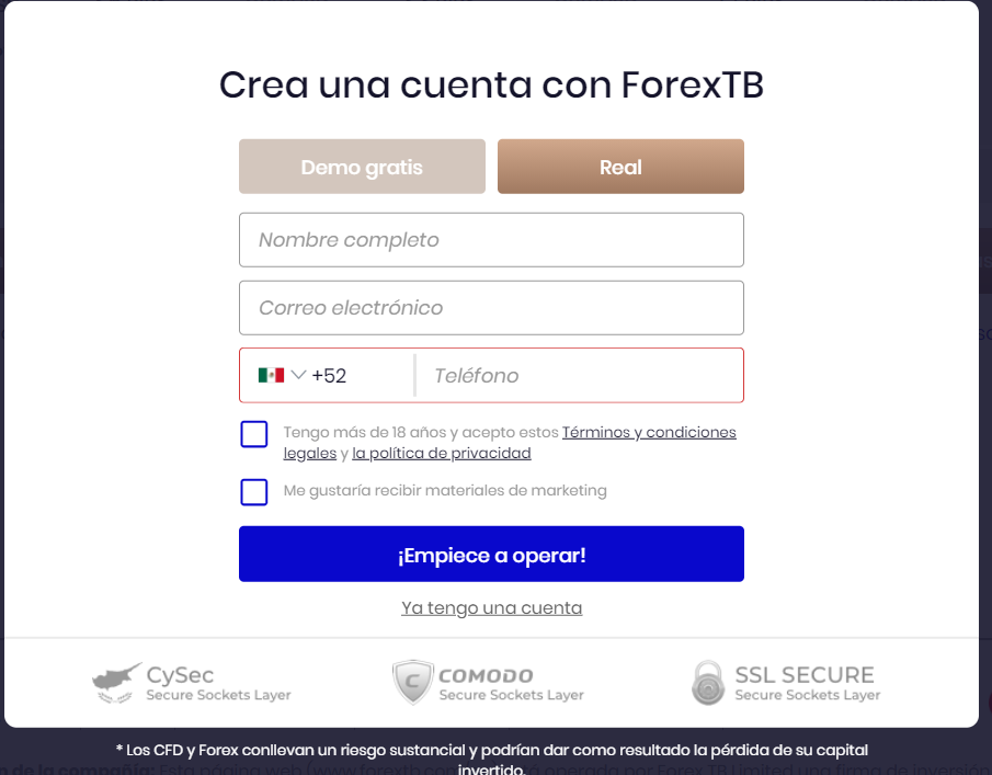 Abrir una cuenta en FXTB Abrir una cuenta en FXTB