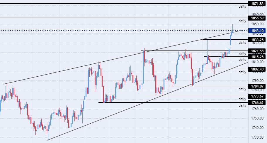 الرسم البياني اليومي للذهب
