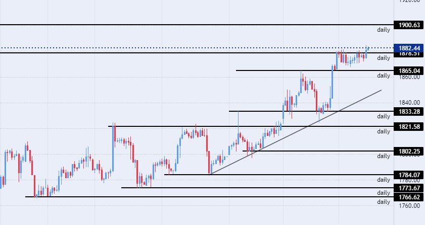 الرسم البياني اليومي للذهب