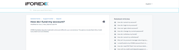 Depósitos y Retiros de iForex Depósitos y Retiros de iForex