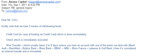 Email From Amana Capital Email From Amana Capital