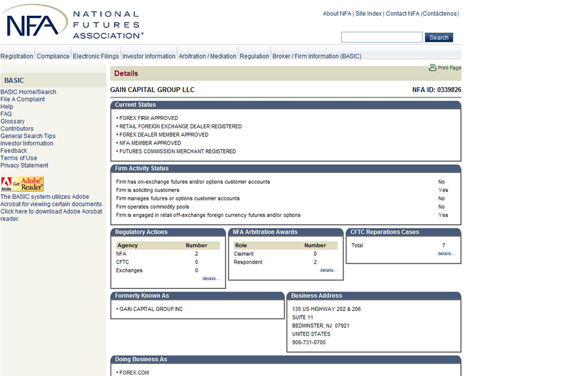 Forex.com 's NFA Regulierung 