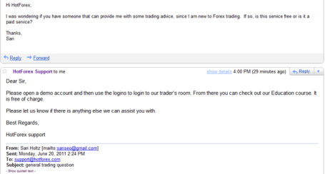 Email from HotForex