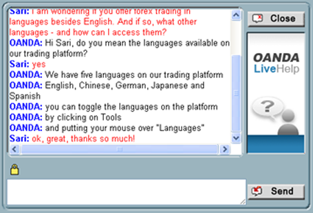Chat mit OANDA