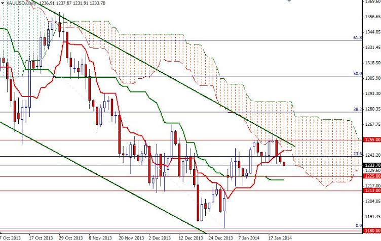 Grafico Quotazione Oro 23 Gen. 2014