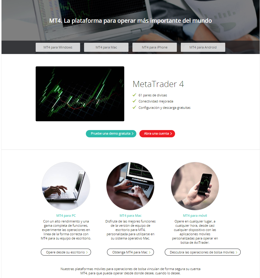 AxiTrader Borker Platforms AxiTrader Borker Platforms