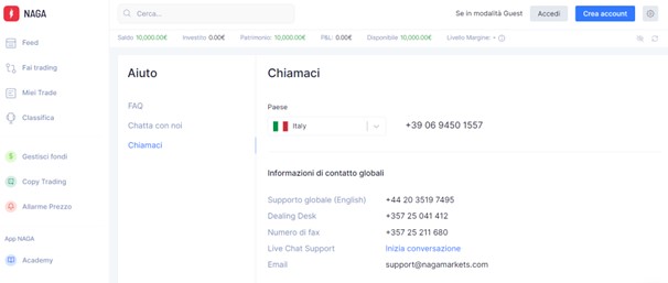 Recensione di NAGA –  Assistenza clienti