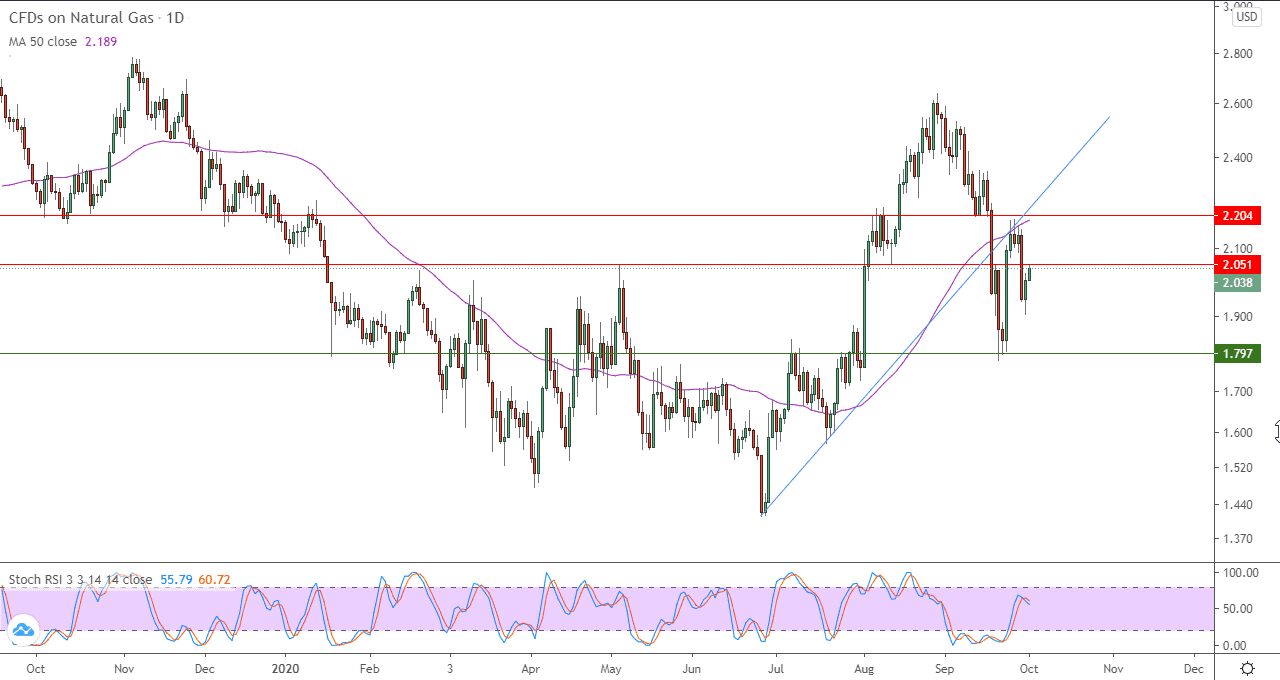 الرسم البياني اليومي للغاز الطبيعي