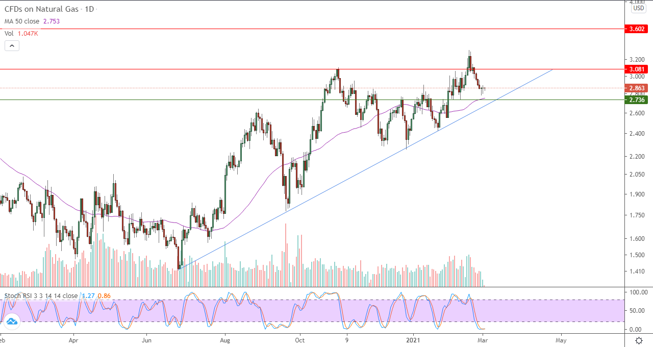 الرسم البياني اليومي للغاز الطبيعي