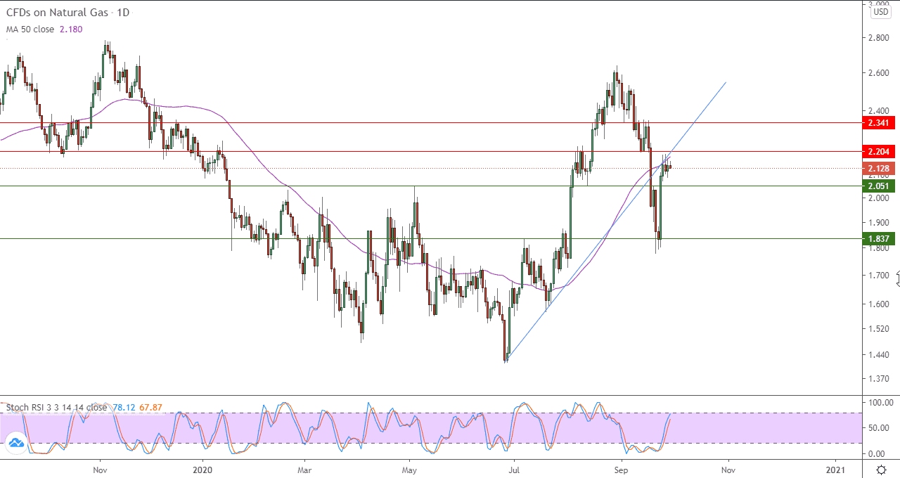 الرسم البياني اليومي للغاز الطبيعي