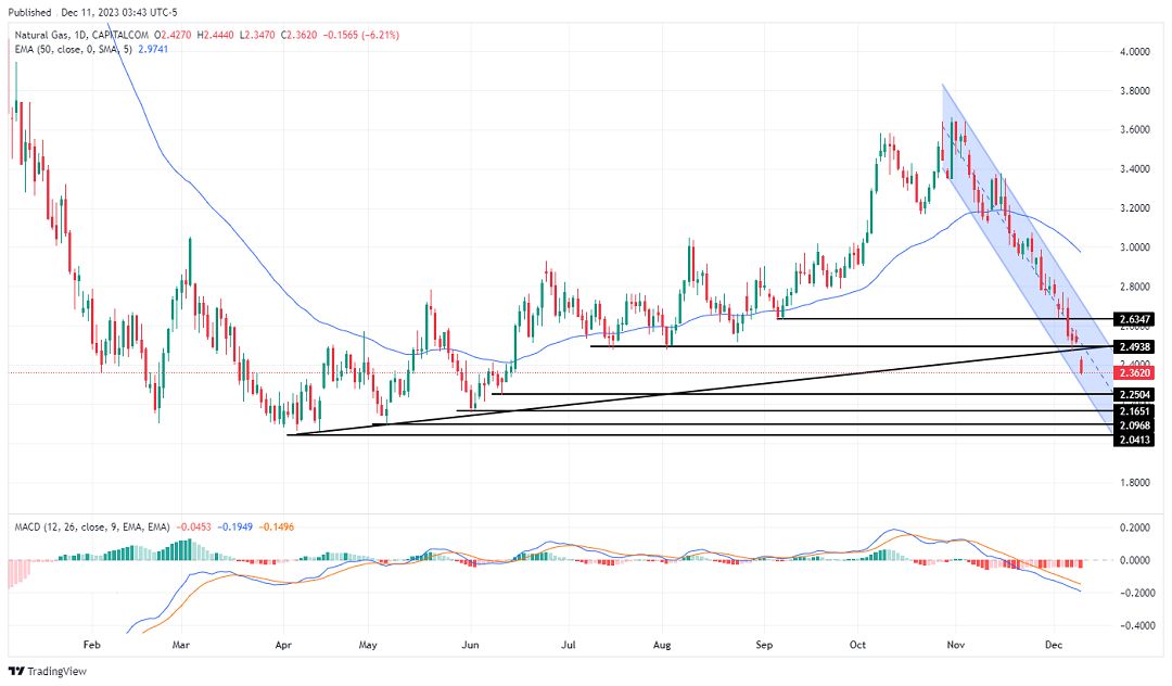 سعر الغاز الطبيعي على الإطار الزمني اليومي