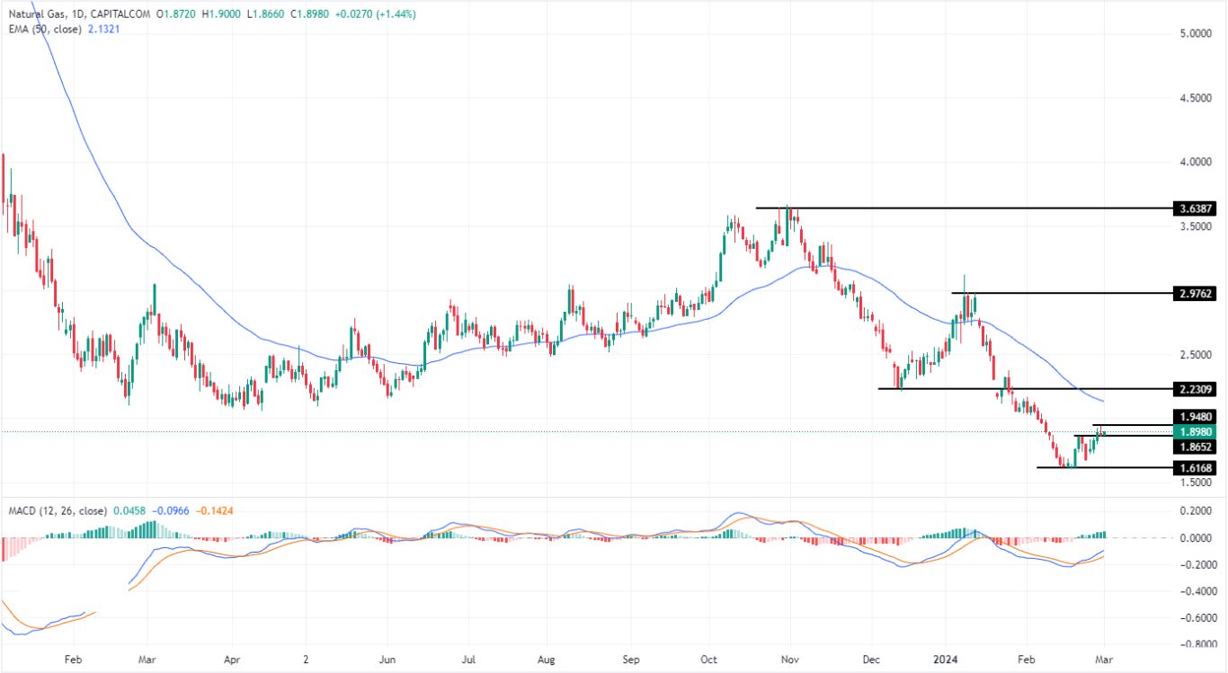 سعر الغاز الطبيعي على الإطار الزمني اليومي سعر الغاز الطبيعي على الإطار الزمني اليومي