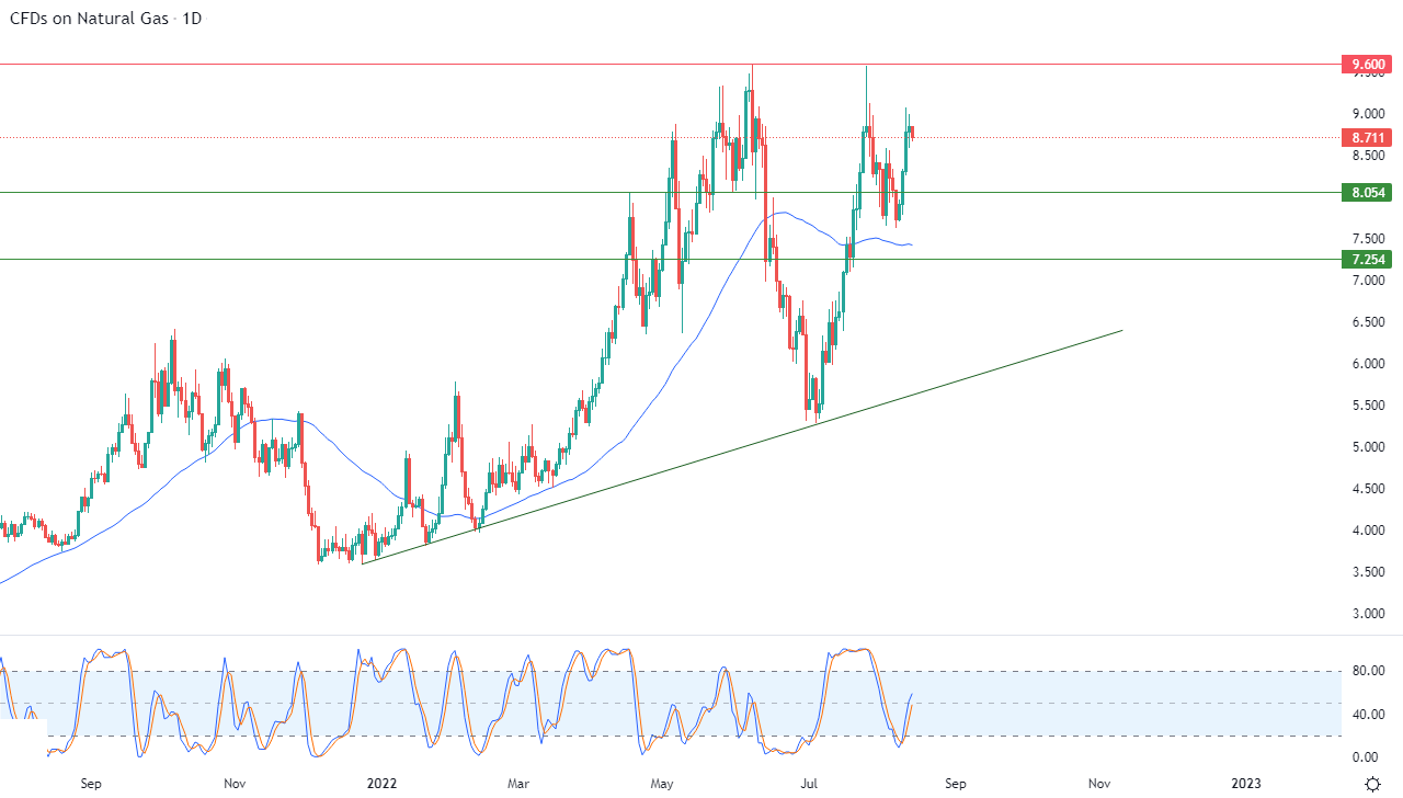 الرسم البياني اليومي للغاز الطبيعي