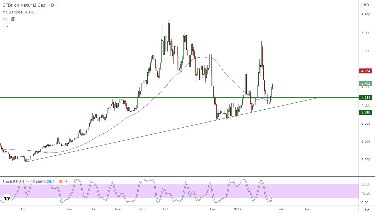 الرسم البياني اليومي للغاز الطبيعي