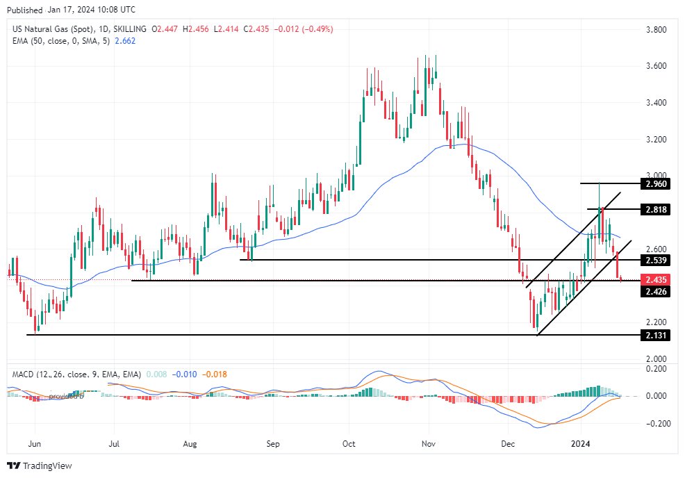 الرسم البياني اليومي للغاز الطبيعي
