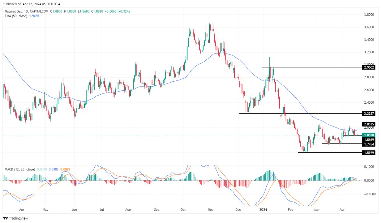 سعر الغاز الطبيعي على الإطار الزمني اليومي سعر الغاز الطبيعي على الإطار الزمني اليومي