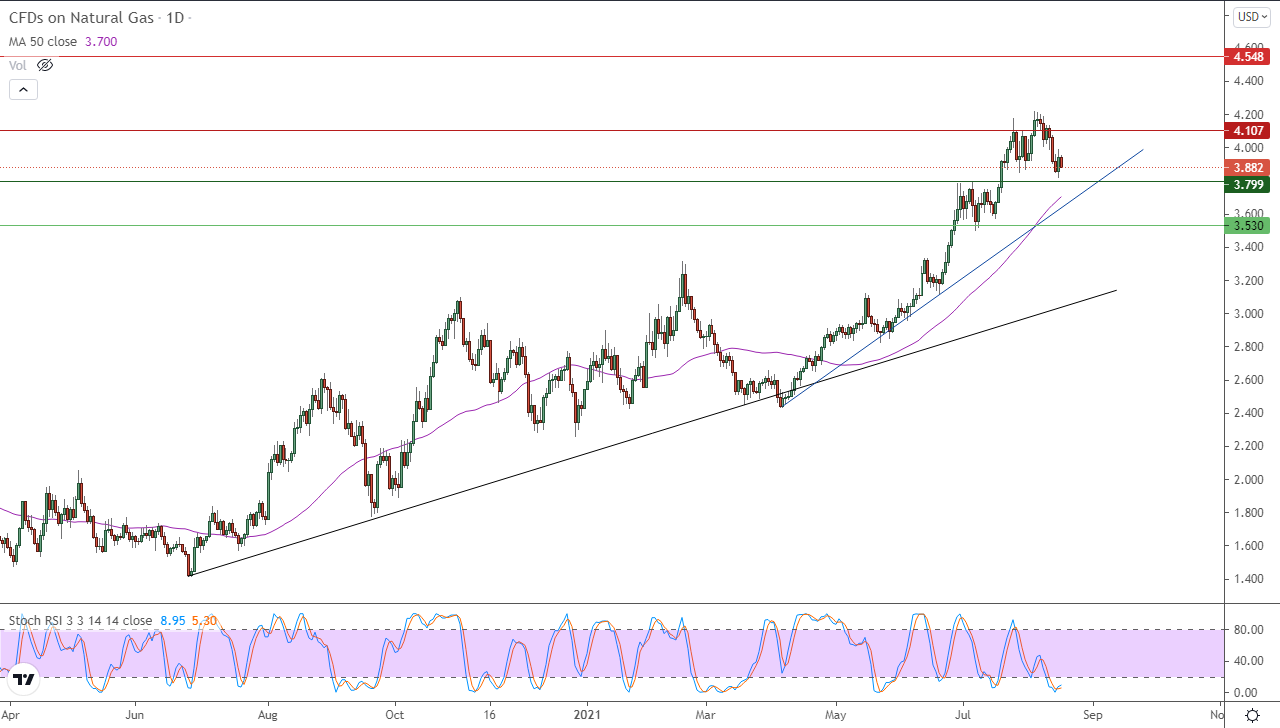 الرسم البياني اليومي للغاز الطبيعي