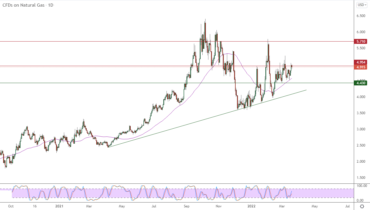 الرسم البياني اليومي للغاز الطبيعي
