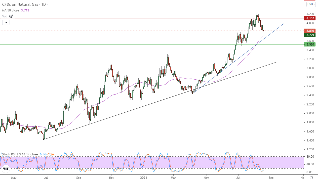 الرسم البياني اليومي للغاز الطبيعي