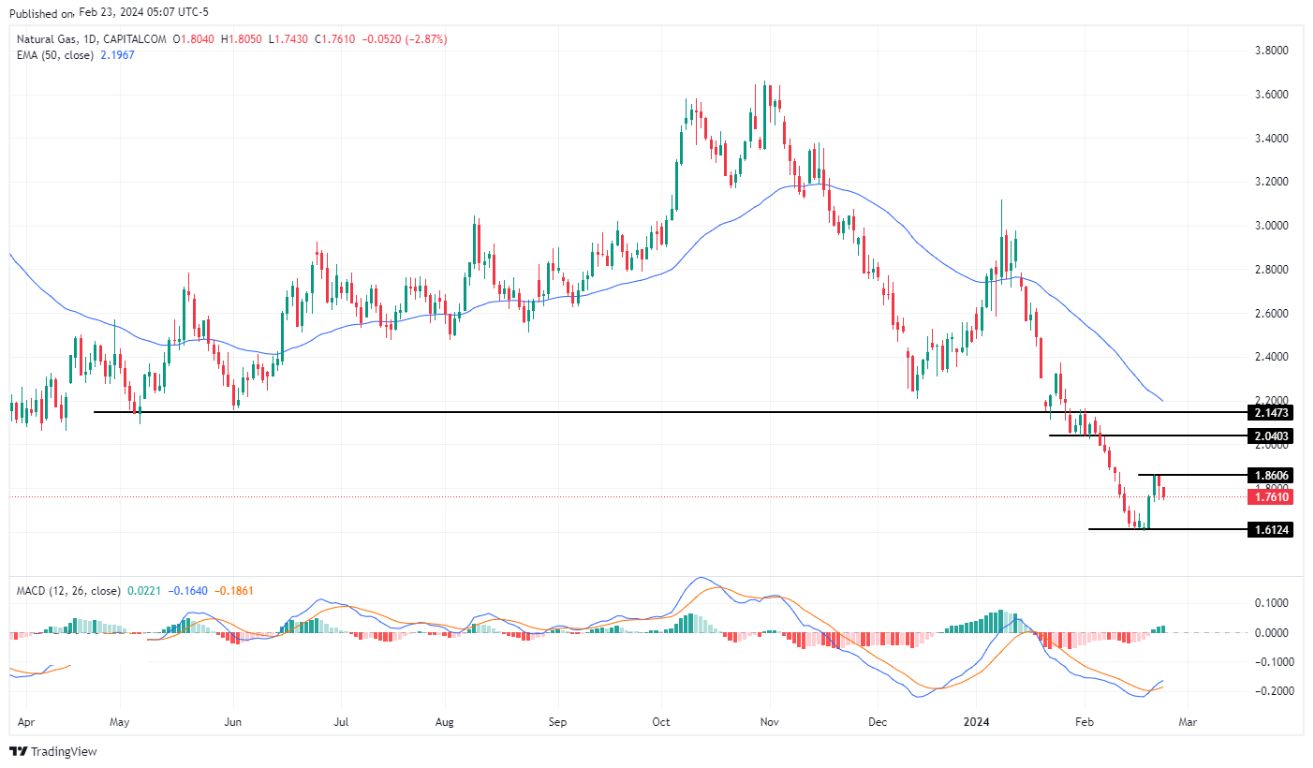 سعر الغاز الطبيعي على الإطار الزمني اليومي
