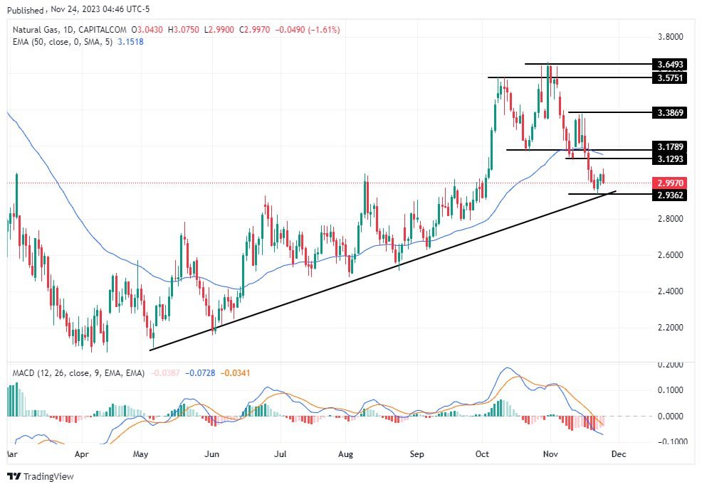 سعر الغاز الطبيعي على الإطار الزمني اليومي سعر الغاز الطبيعي على الإطار الزمني اليومي
