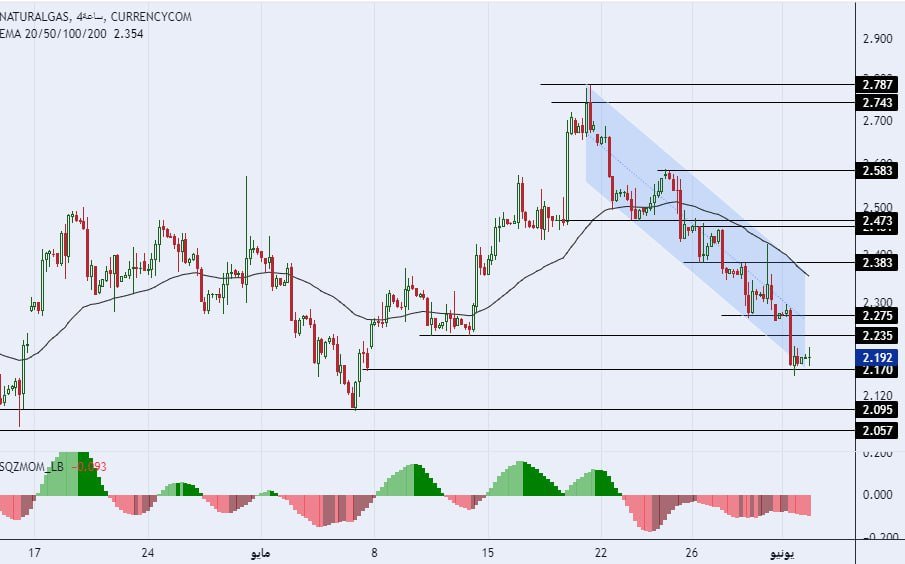 الرسم البياني اليومي للغاز الطبيعي