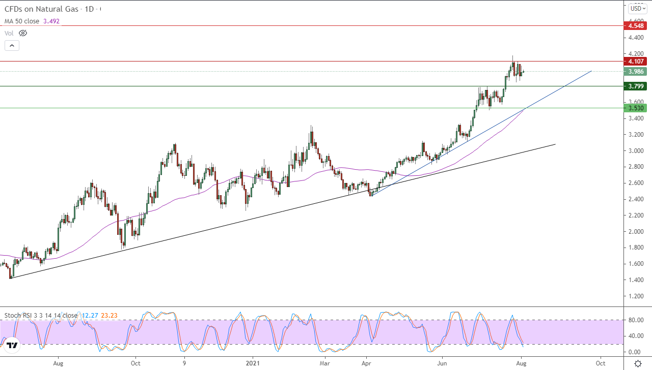 الرسم البياني اليومي للغاز الطبيعي