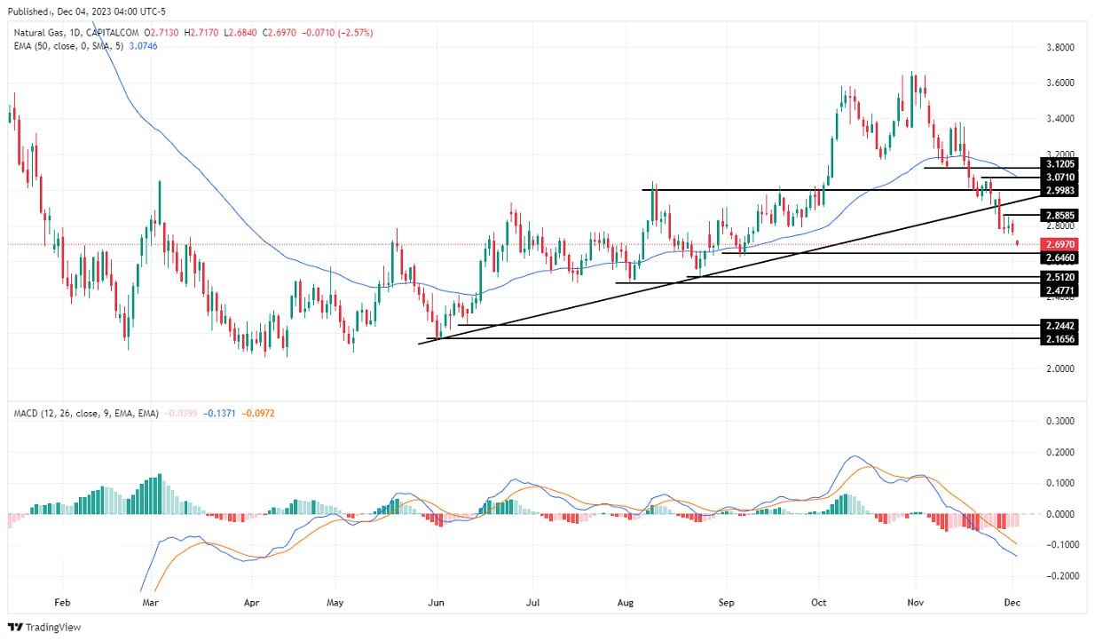 سعر الغاز الطبيعي على الإطار الزمني اليومي