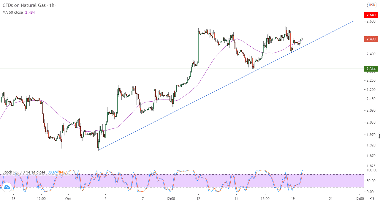 الرسم البياني اليومي للغاز الطبيعي 