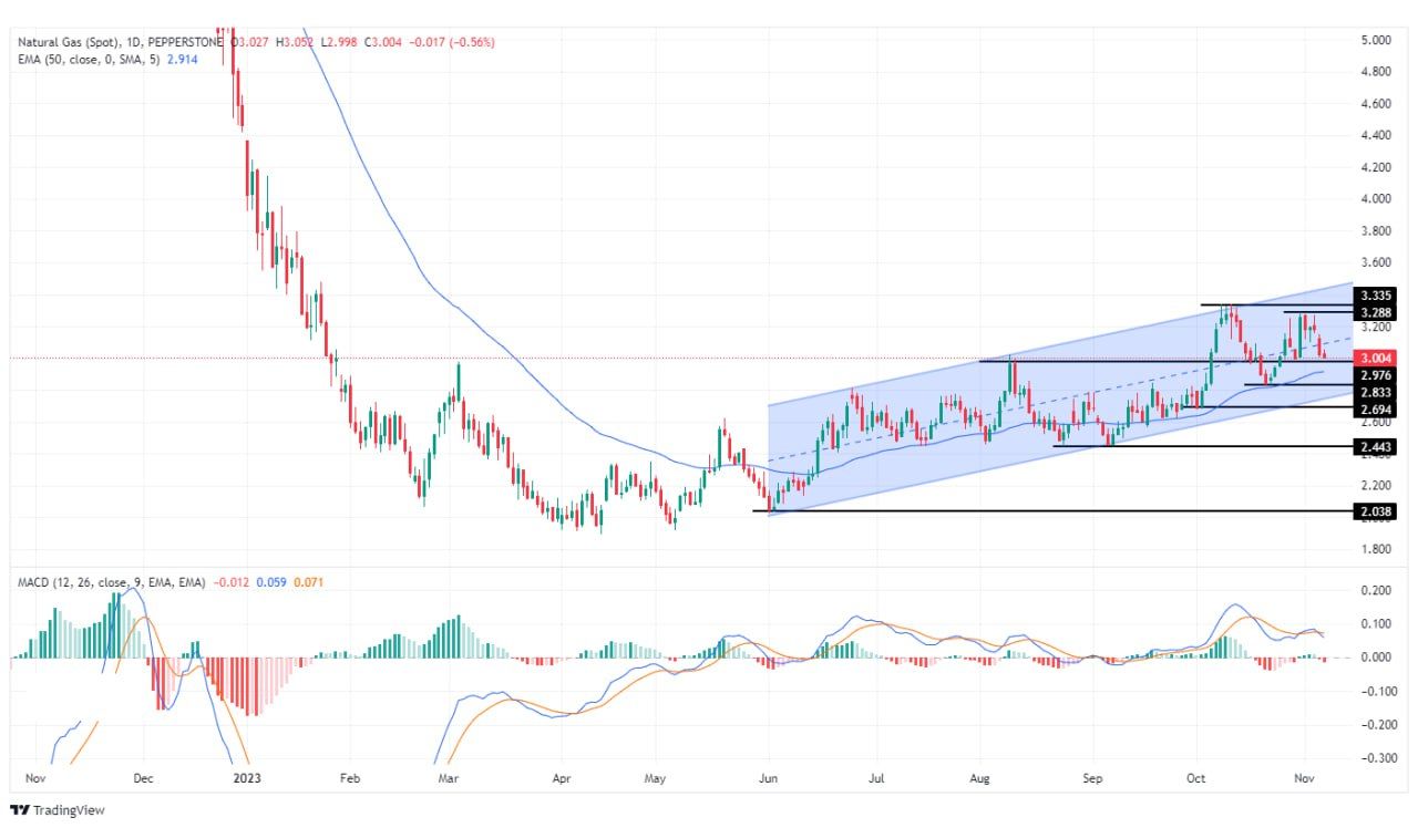 سعر الغاز الطبيعي على الإطار الزمني اليومي