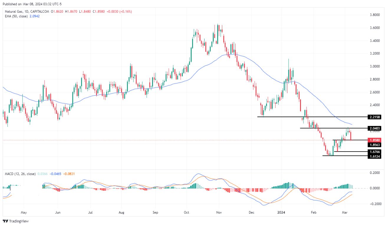سعر الغاز الطبيعي على الإطار الزمني اليومي سعر الغاز الطبيعي على الإطار الزمني اليومي
