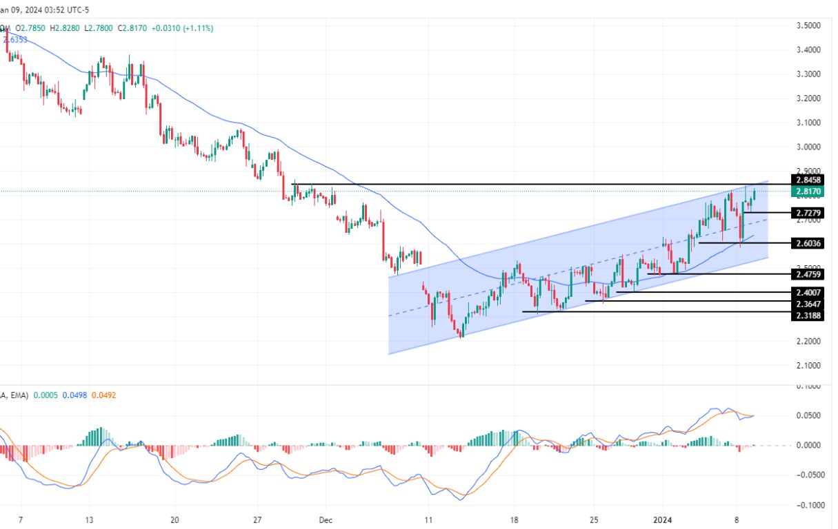 سعر الغاز الطبيعي على الإطار الزمني لليوم الواحد