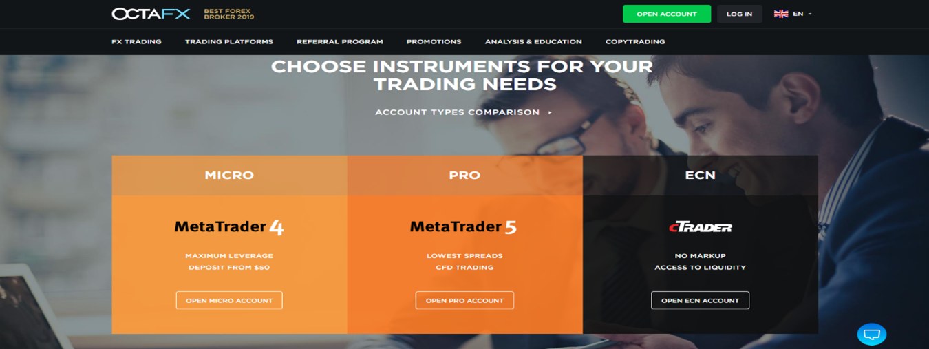 Tipos de Cuenta de Octa