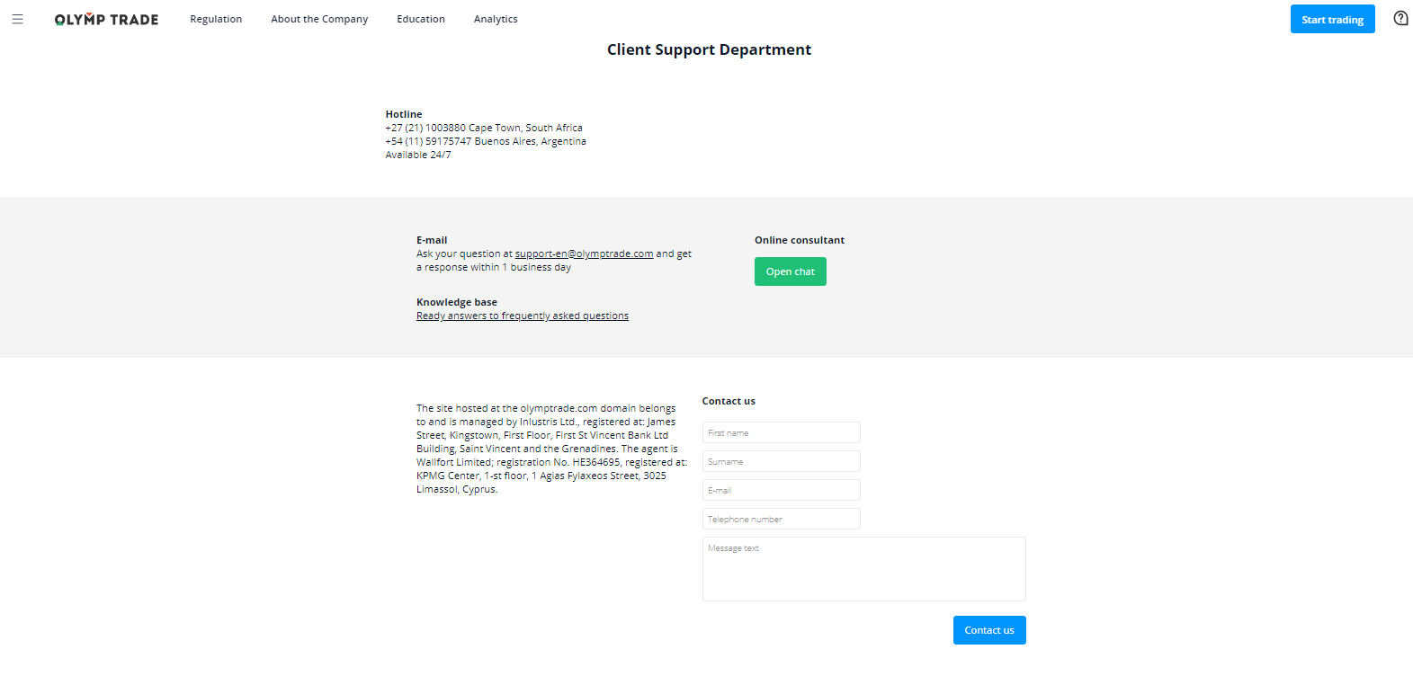 OlympTrade Customer Support
