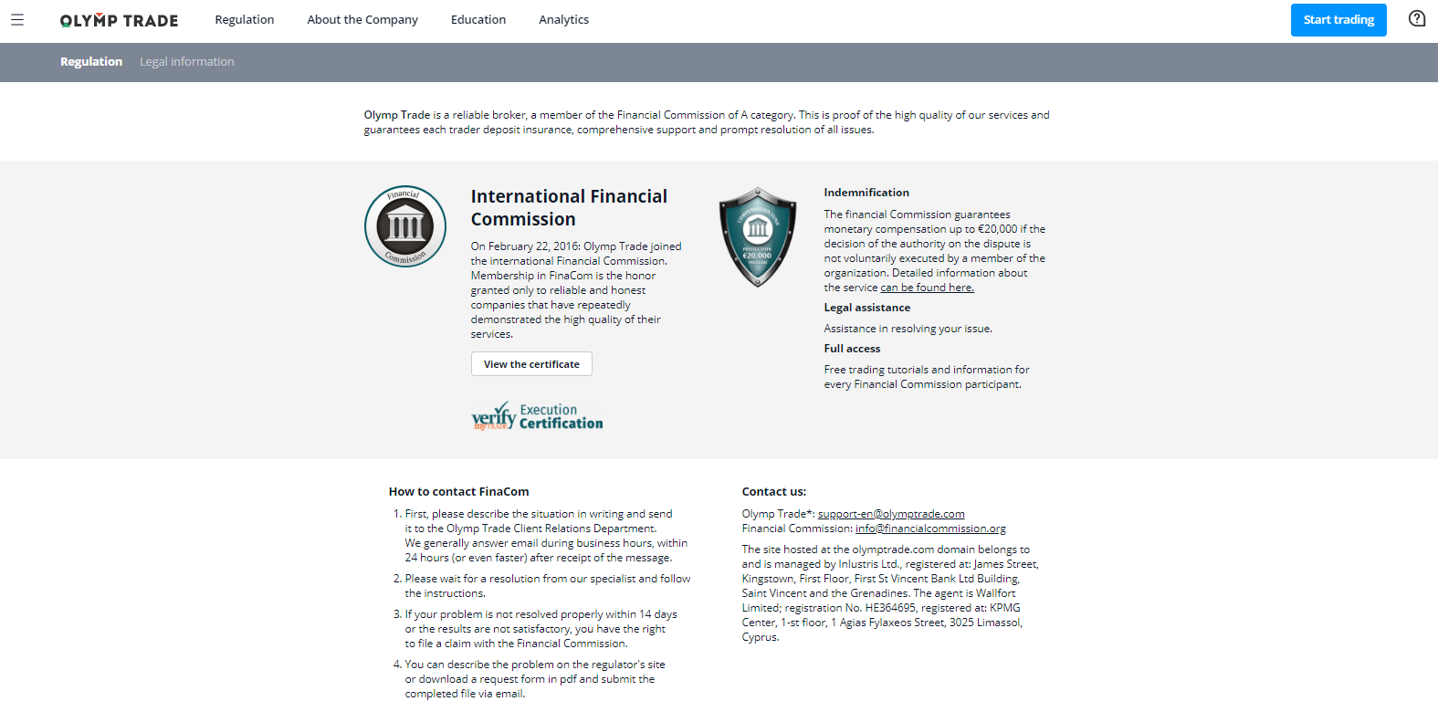 OlympTrade Regulation Page