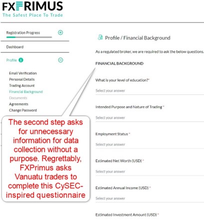 FXPrimus Account Opening Step Two FXPrimus Account Opening Step Two