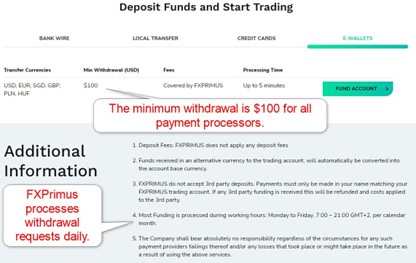 FXPrimus Deposits and Withdrawals FXPrimus Deposits and Withdrawals