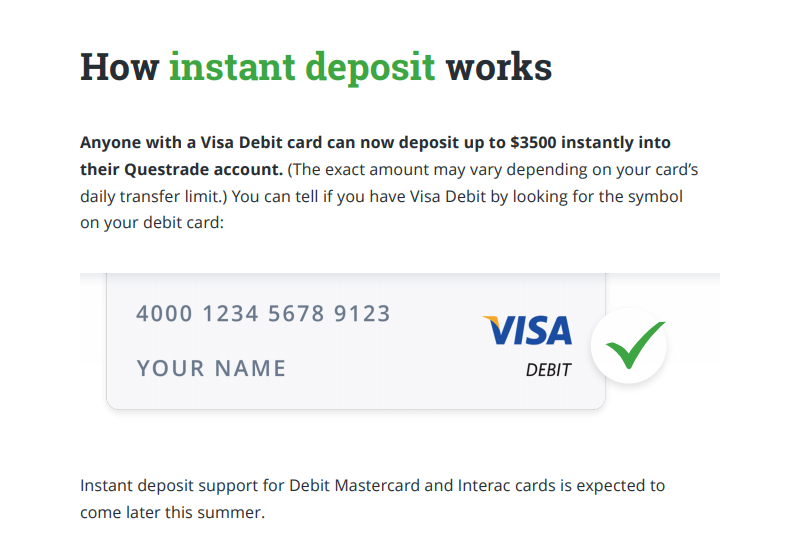 Questrade Instant Deposit Questrade Instant Deposit