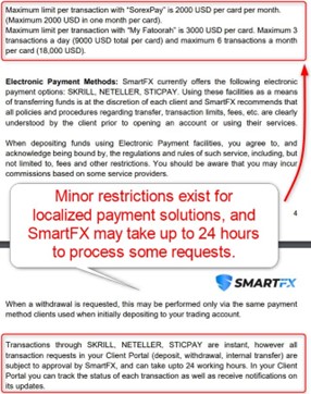SmartFX Withdrawal Restrictions for Localized Payment Processors SmartFX Withdrawal Restrictions for Localized Payment Processors